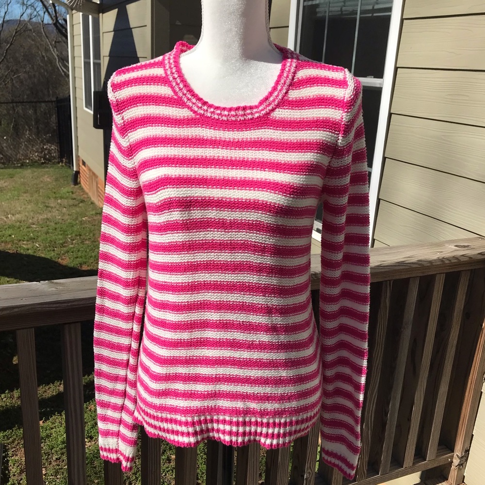 Aeropostale pink cream striped sweater NWT